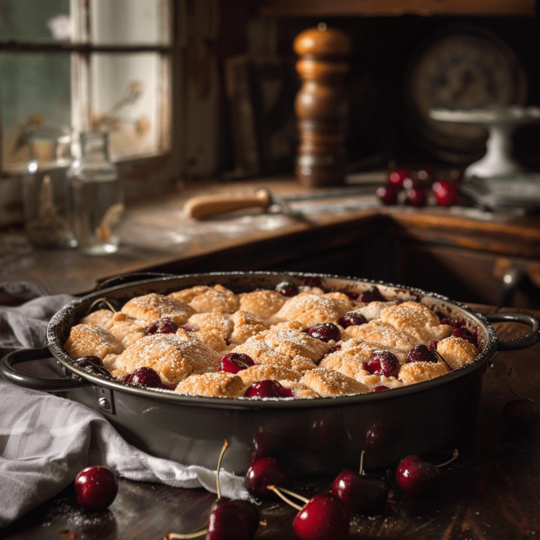 Freshly baked cherry pie with a golden crust and vibrant red filling