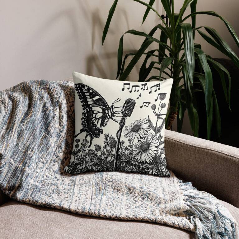 Butterfly Black and White - Premium Pillow Case
