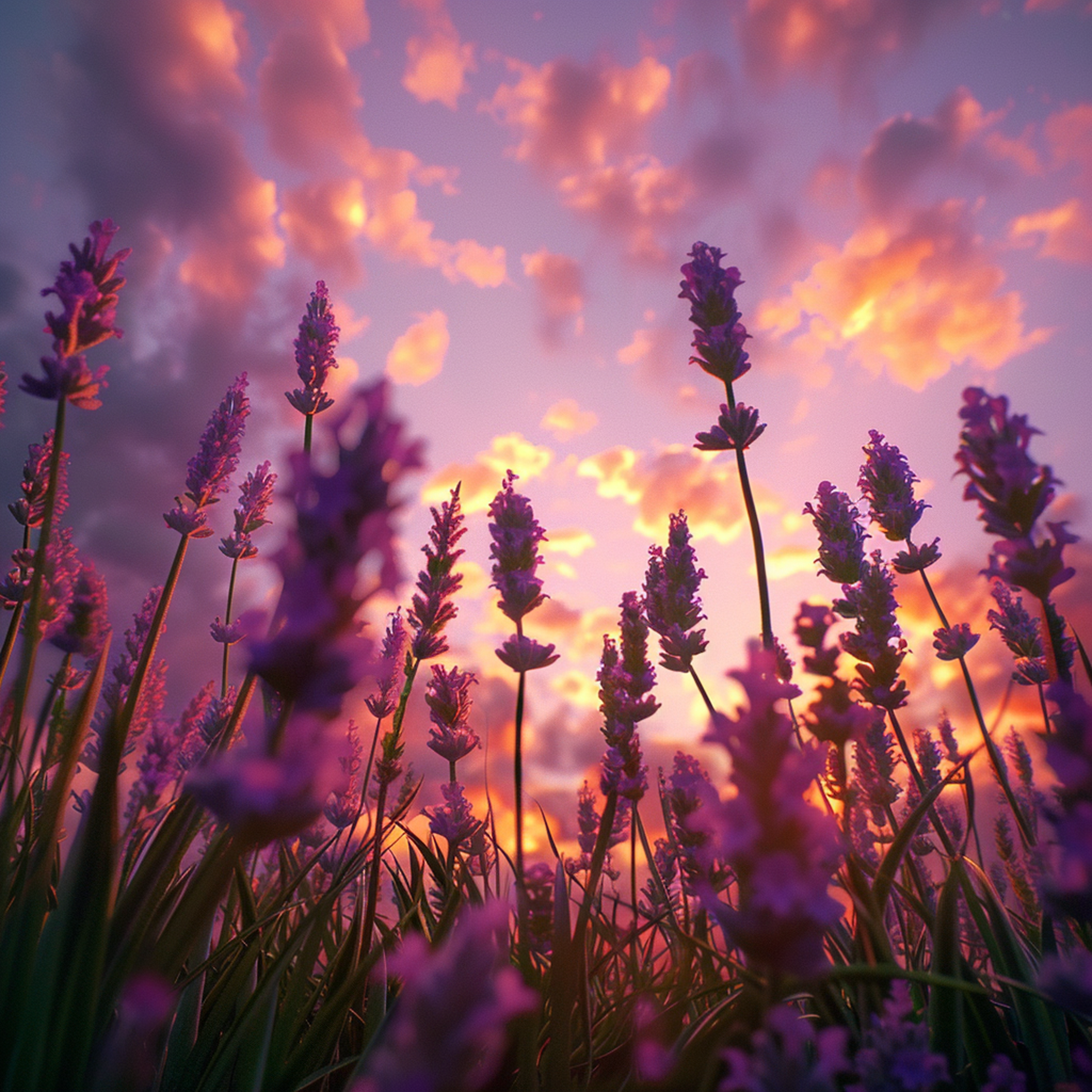 Lavender Field design inspired by Hayao Miyazaki Cloth napkin set of 4 unique designs - Image 2