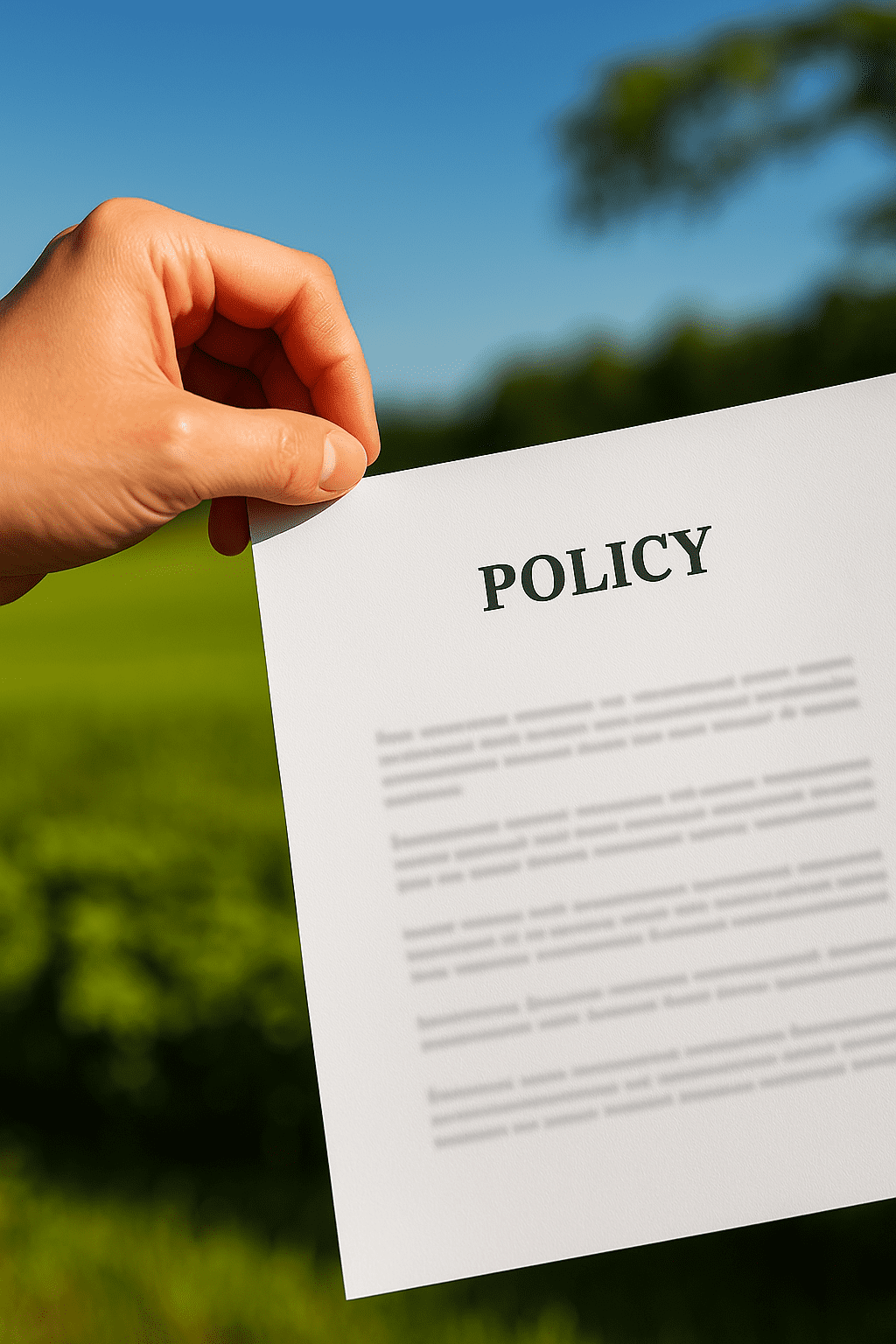 Hand holding a printed policy document outdoors, symbolizing transparency in Website Privacy Practices.