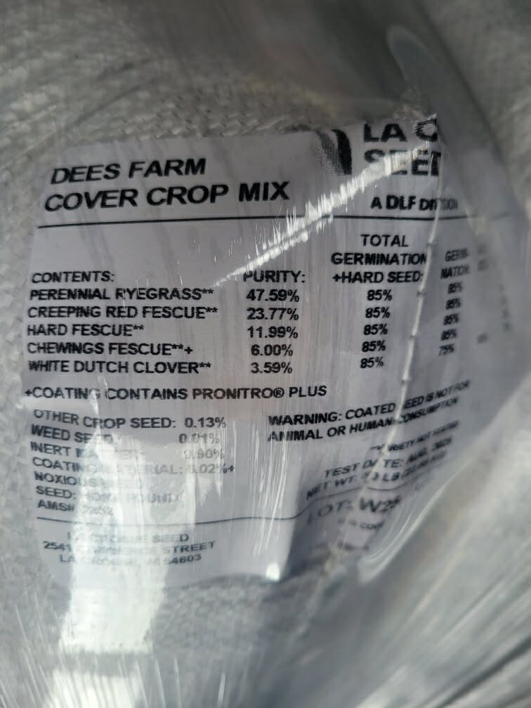 Cover crops seed mix used on our perennial farm