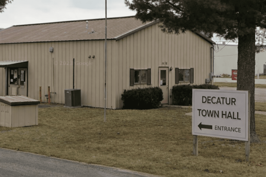 Decatur Town Hall in Green County, Wisconsin, where the conditional use permit for Nuts about Dee’s Berries was approved