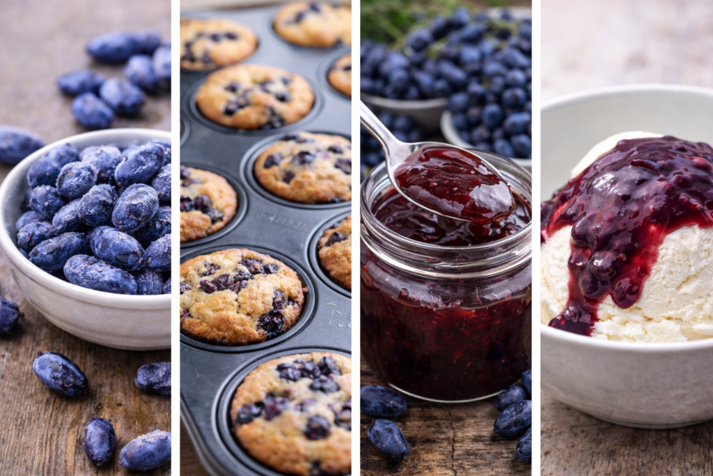 Honeyberries used in baking, freezing, and preserves, grown in Southern Wisconsin and enjoyed across the Midwest